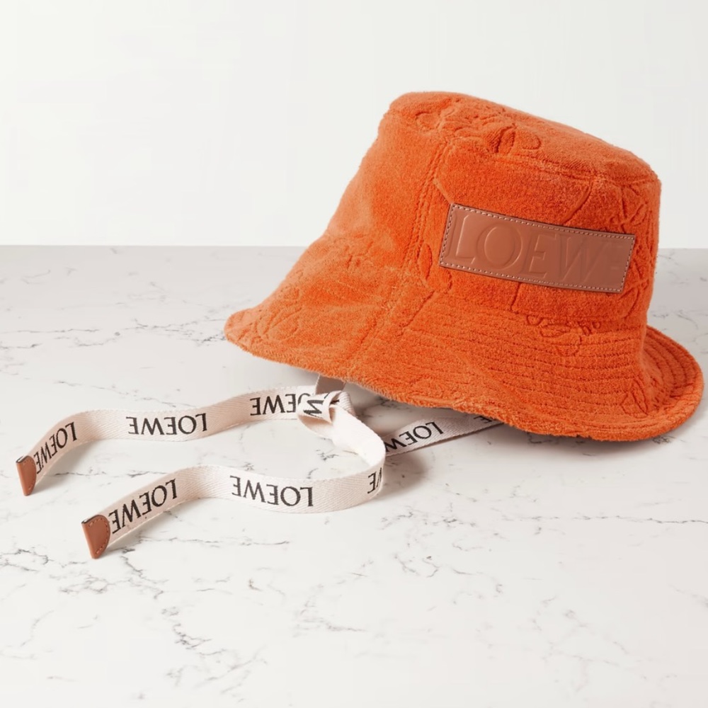LOEWE + Paula's Ibiza Anagram canvas and leather-trimmed terry bucket hat